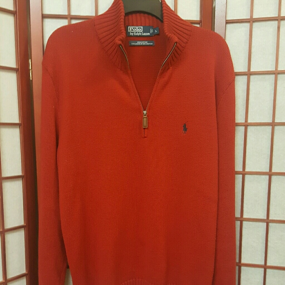 Men's Polo Ralph Lauren Cotton Red Zipper Sweater